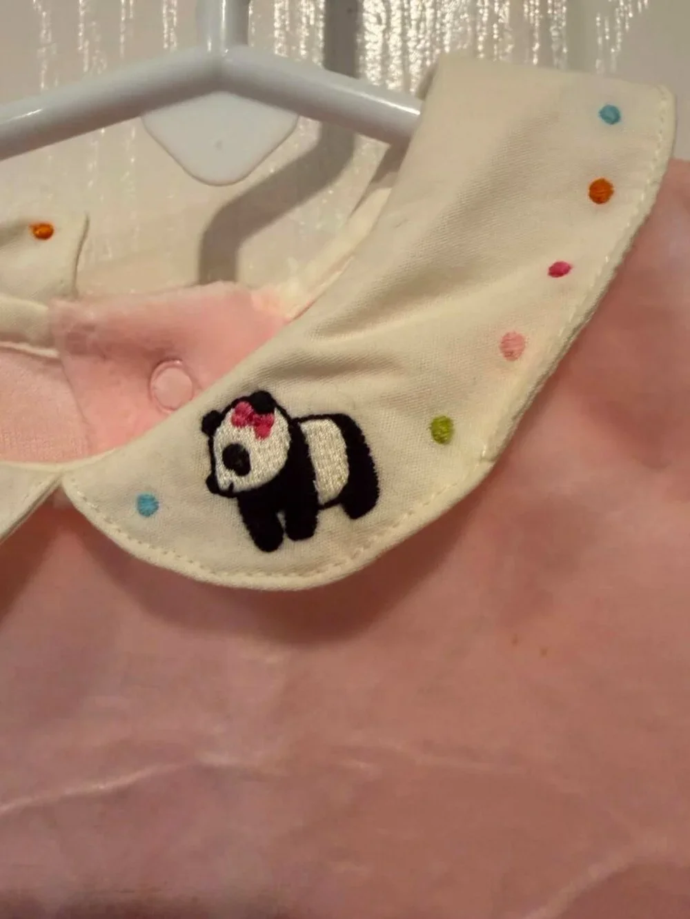 Gymboree NWT Little Panda Pink Velour Romper Embroidered Panda 6- 12 oz